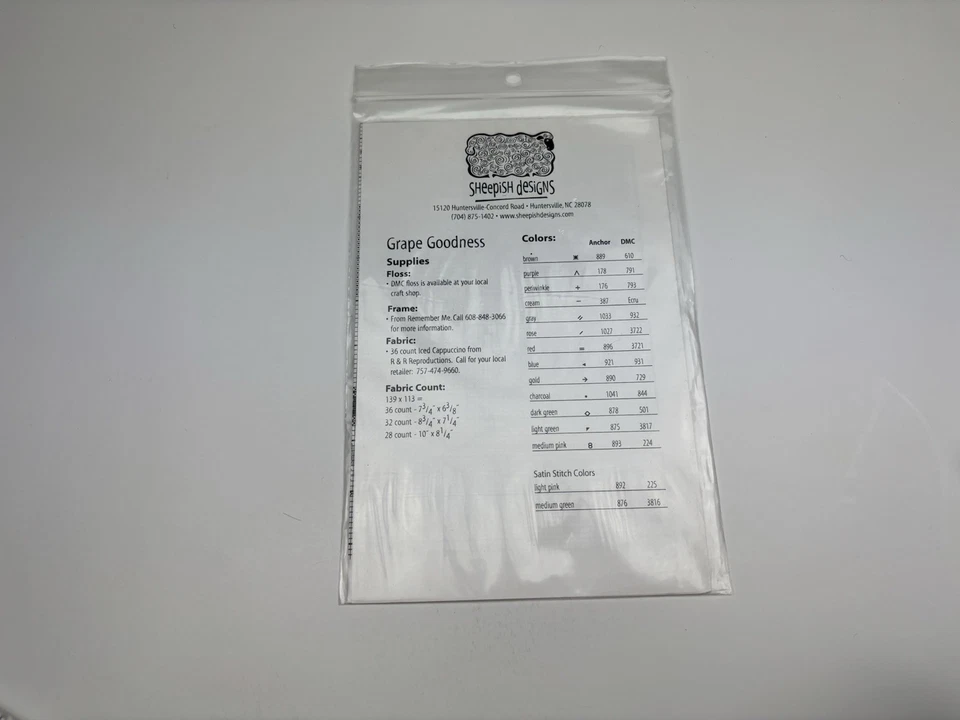 Sheepish Design Grape Goodness 113th Exemplary Counted Cross Stitch Pattern 5R - Image 3 of 3