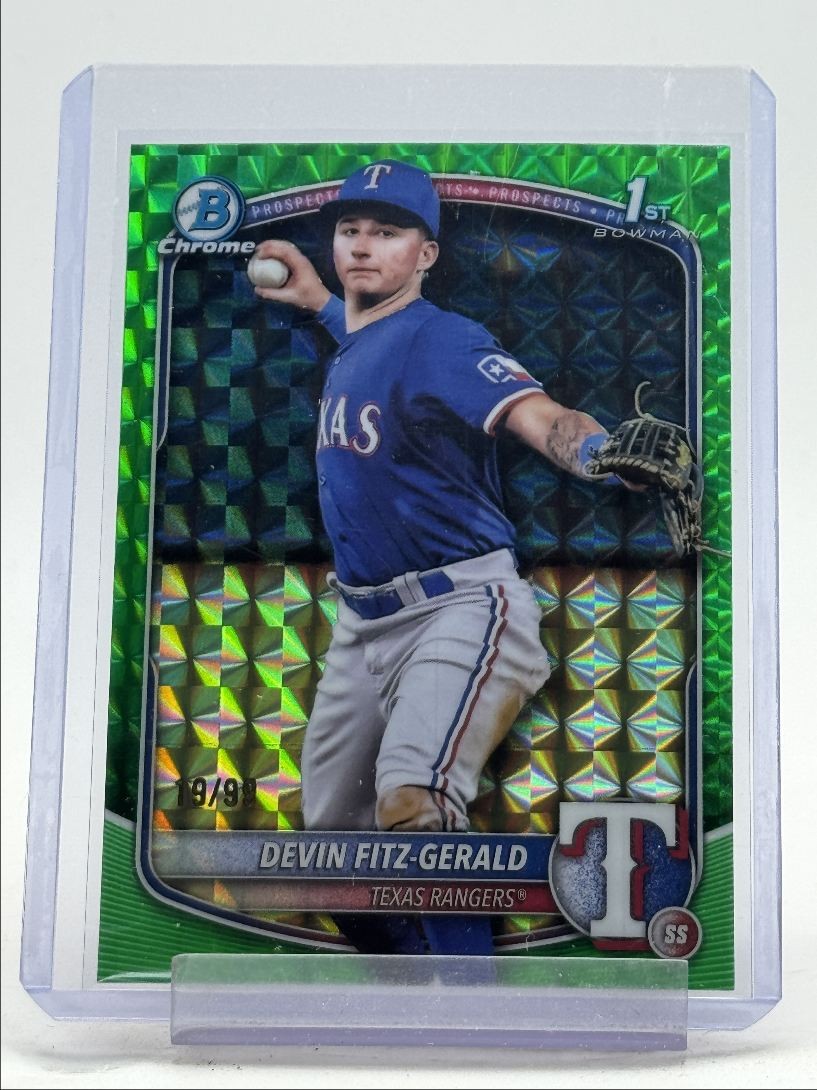 DEVIN FITZ-GERALD 2025 BOWMAN CHROME 1ST GREEN GEOMETRIC REFRACTOR /99 Q5451