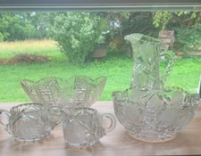 American Brilliant sawtooth flower leaf  crystal dining set