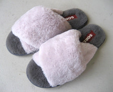 SOREL Go Mail Run Womens Fluffy Slide Slippers Faux Fur Size 8 Gray Lilac NEW