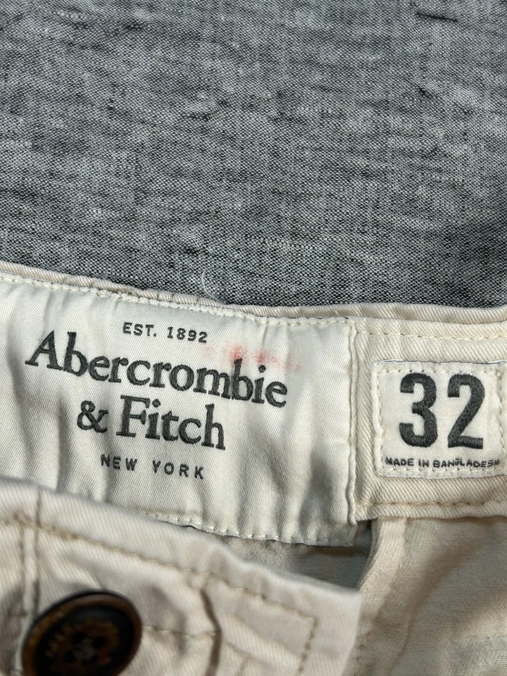 Abercrombie Fitch Cargo Shorts Mens 32 x 10 Beige Preppy Heavyweight Streetwear - Image 2 of 4