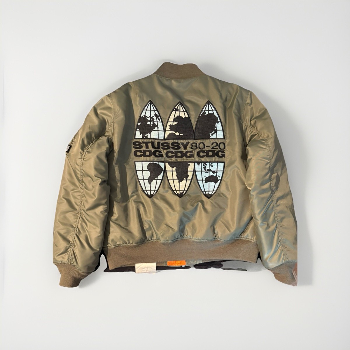 STUSSY 40周年記念 CDG x STUSSY MA-1 ジャケット STUSSY X COMME DES GARCONS MA-1 BOMBER JACKET 'OLIVE/ORANGE' | eBay