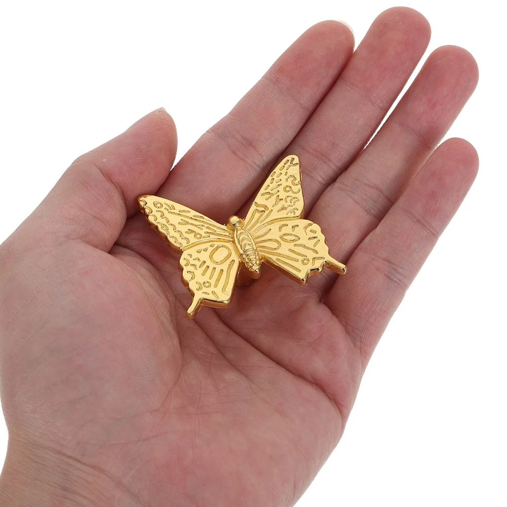 4Pcs Vintage Butterfly Knob, Single Hole Cabinet Handle, Golden Drawer Pull,