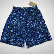 Nike Boys Dri-FIT Multi Printed Training Shorts Blue White Marble Athletic XL