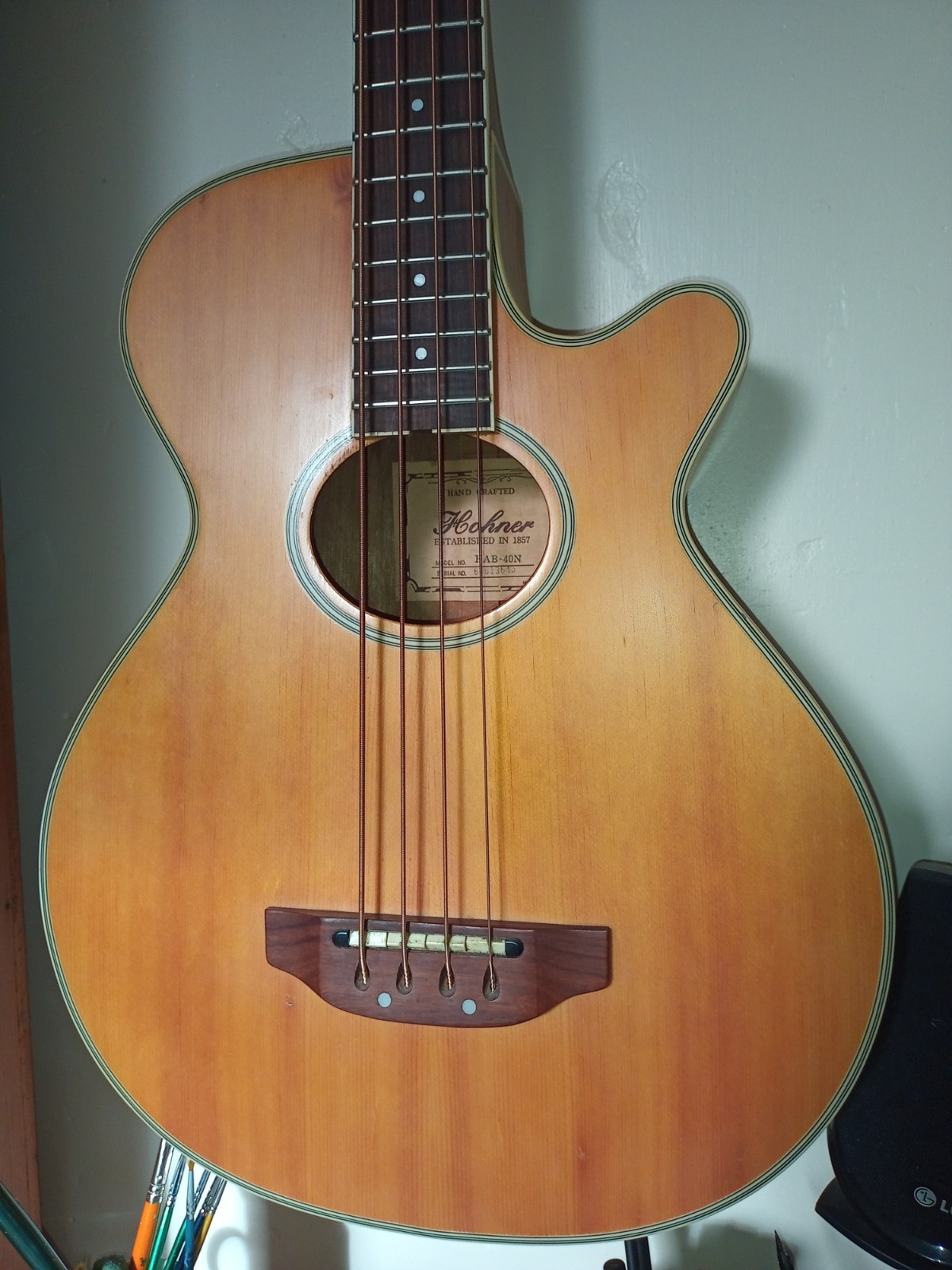 Vintage, beautifully 😍 hand crafted, Hohner Electro-acoustic Bass 3