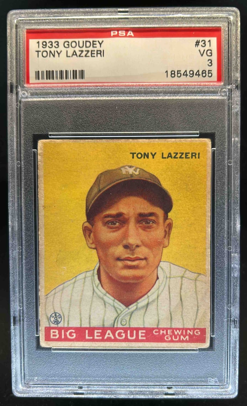 1933 Goudey (R319) Tony Lazzeri Rookie RC #31 Yankees PSA 3