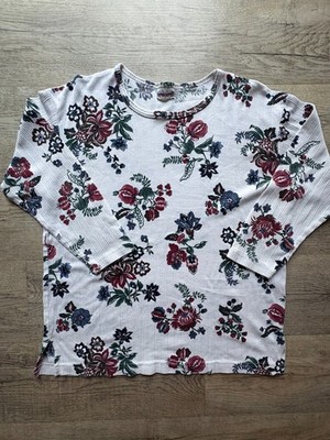 Vintage Bobbie Brooks Sport Womens measured L/XL Floral 3/4 Sleeve Missing Tag