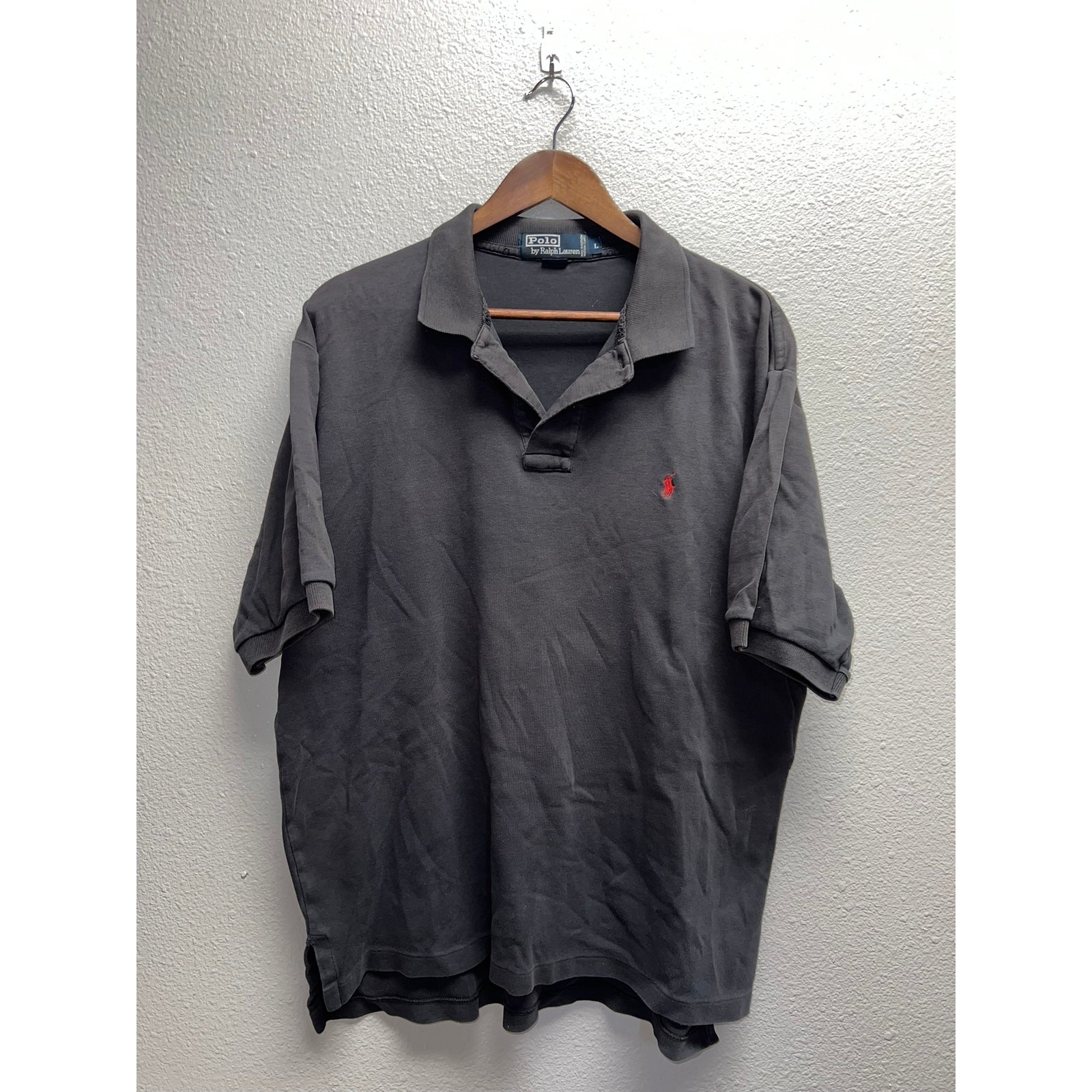 Vintage Polo By Ralph Lauren Black Polo Shirt PRL 100% Cotton Mariana Islands L