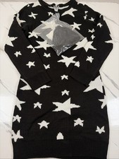 Heart & Heels Black Star Knit Sweater Dress  W/Pouch Size XL