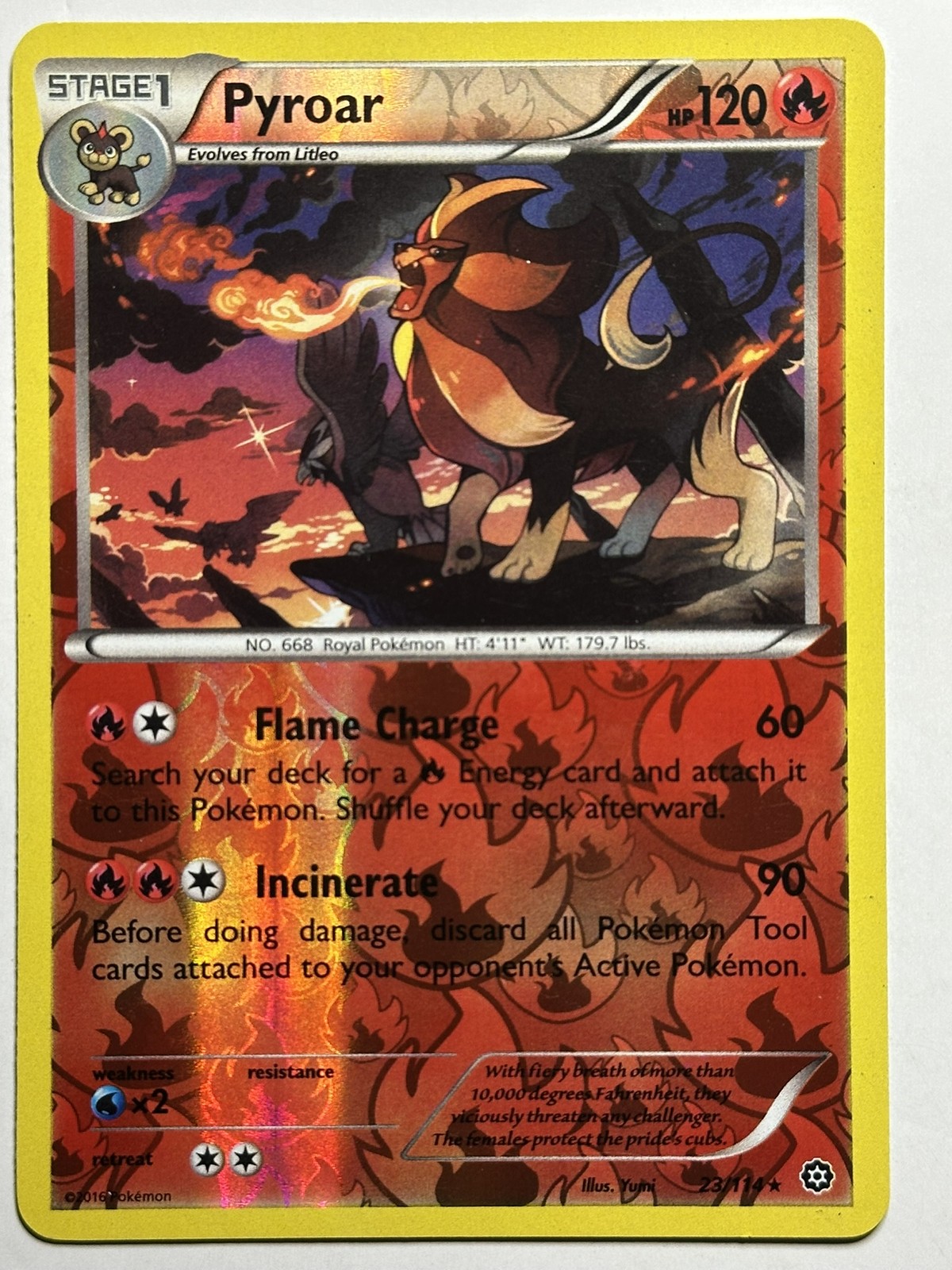 Pyroar Reverse Holo XY - Steam Siege 23/114 LP-NM Pokémon Card
