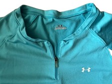 Under Armour UA Women  s Short Sleeve Blue White 1/4 Zip Athletic Top XL