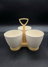 Vintage Tupperware 757-4 Triple Caddy Organizer Crafts Desk Snacks Harvest Gold
