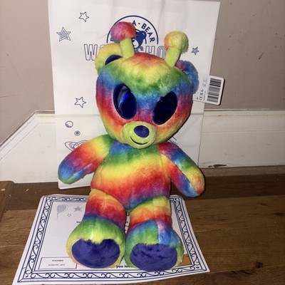 Brandneu mit Etikett Build A Bear Total Rainbow Bearlien Alien Stofftier