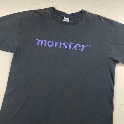 Vtg Y2K Monster Tech Tee XL Black Software Website Domain Technology Brand Promo