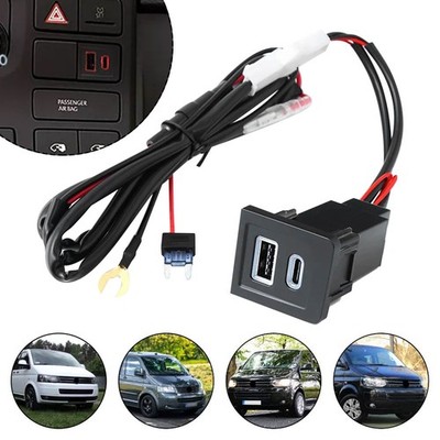 Für VW Multivan T5 2003-2015 Auto Dual USB PD + QC3.0 Ladegerät Buchse Steckdose