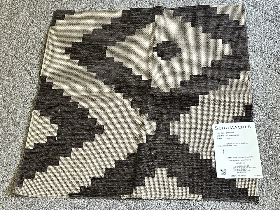 Schumacher Fabric Sample Remnant Vail Chenille Java 16x15.5” Geometric Crafts - Image 2 of 4
