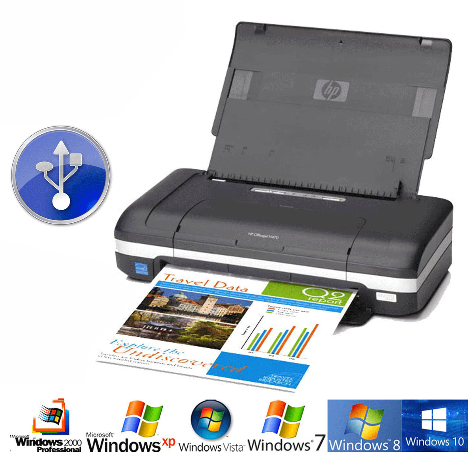 Mobile HP Officejet H470 Portable USB For Windows XP 7-10 Top | eBay