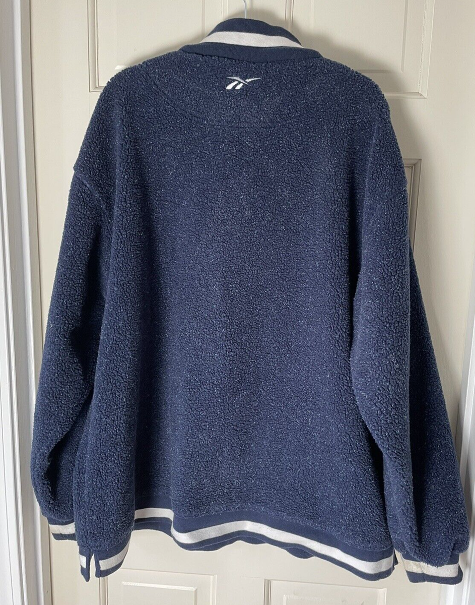 VTG 90s Reebok Legacy NavyBlue/White 1/4 Zip Pullover Soft Fleece