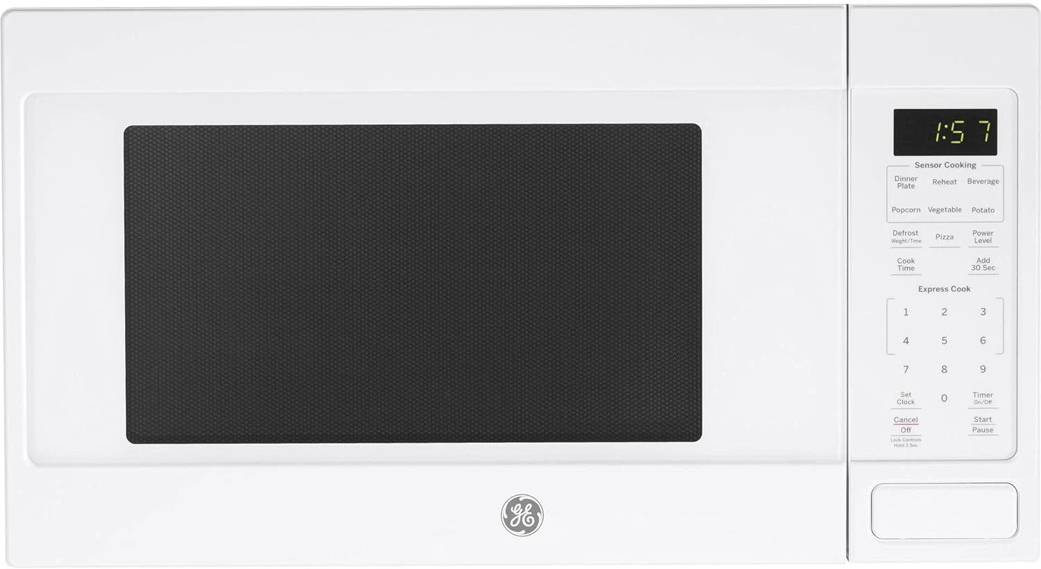 Powerful 1.6 Cu Ft Microwave Oven with 8 Auto Settings - White, Compact Design