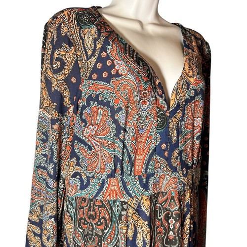 DAKSHA SURYA Fit & Flare Dress Size XXL Paisley Print Long Sleeve Soft Stretch - Picture 5 of 13