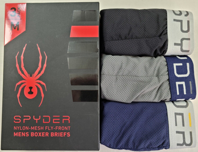Spyder 3 Pack Boxer Brief Uomo Taglia M (32-34) – Nero E Blu – Nylon/Spandex - Foto 2