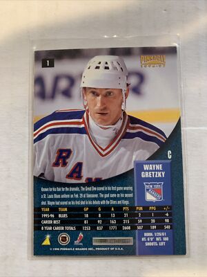 WAYNE GRETZKY 1996-97 PINNACLE SILVER FOIL #1 NEW YORK RANGERS