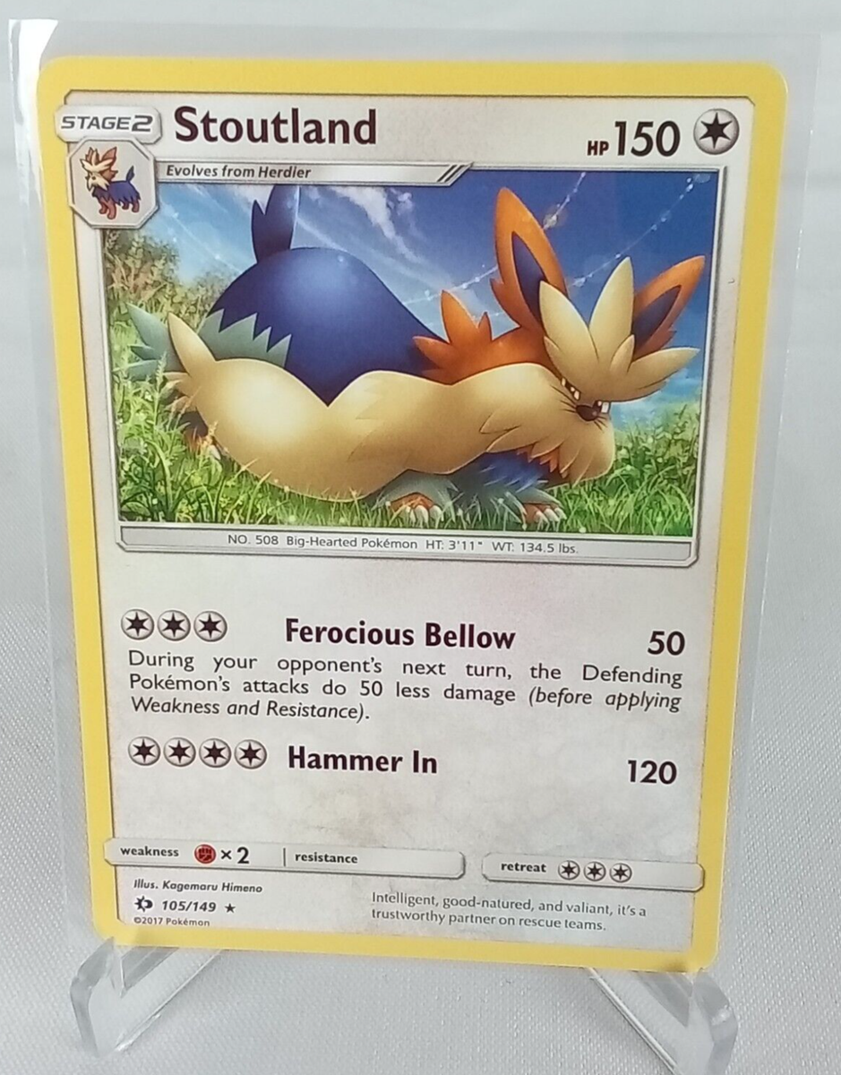 rare pokemon cards 2017 Stoutland 105/149 Sun & Moon Rare Pokémon Card 2017