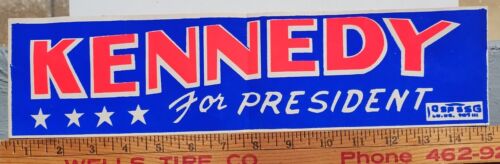 Authentic Extremely Rare Kennedy For President Bumper Sticker from 1960 Election - 第 1/8 張圖片