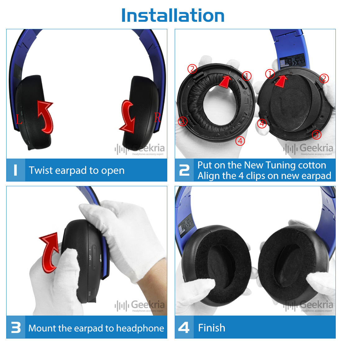 Geekria Earpad + Headband Compatible with Sony PS4 Gold Headphones