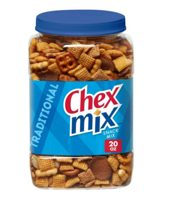 Chex Mix Traditional Snack Mix, Salty Snacks Tub, 20 oz