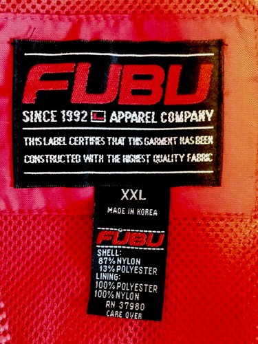 FUBU 2XL Red Windbreaker Jacket Lined Oversized Coat Vented 90s Original VTG - Picture 8 of 17