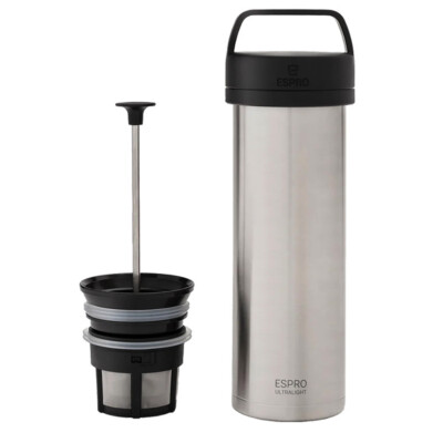 P0 Ultralight Travel Coffee Press, silber, 475 ml, Edelstahl, von ESPRO