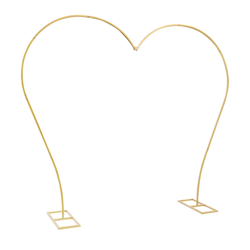 Gold Wedding Arch Rack Heartshaped Flower Stand Metal Party Backdrop