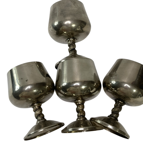 Lot of 4 J Perez Ruiz E.P.B Silver Plated Spain 4" Cordial Goblets Cups VTG - Picture 3 of 15