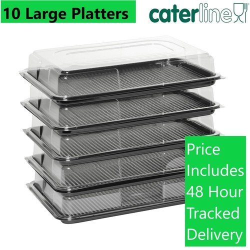 10 x Large Catering Platters /Trays & Lids/ Parties / sandwiches