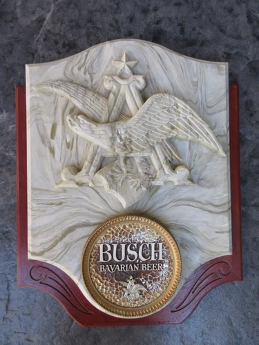 Busch Bavarian Beer Sign Vintage Faux Marble Look with Eagle by Anheuser-Busch