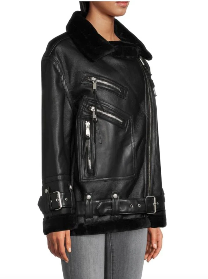 NWT REBECCA MINKOFF Leather Rider Jacket Black Size S
