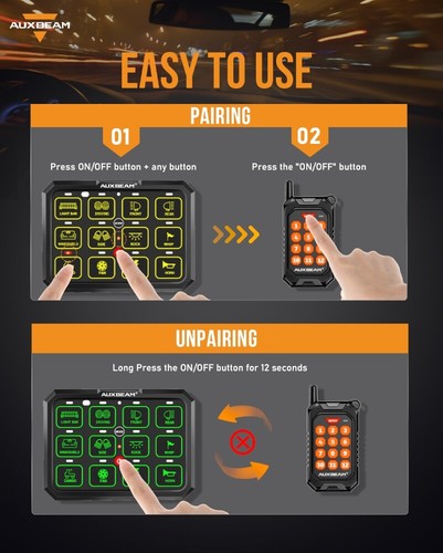 AUXBEAM AC-1200 12 Gang Switch Panel Backup Intelligent Wireless Remote Control - Picture 7 of 8