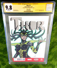 THOR 1 CGC 9.8 SS: KEY, JANE FOSTER becomes THOR, HELA Sketch/ Signed CELAL KOC!