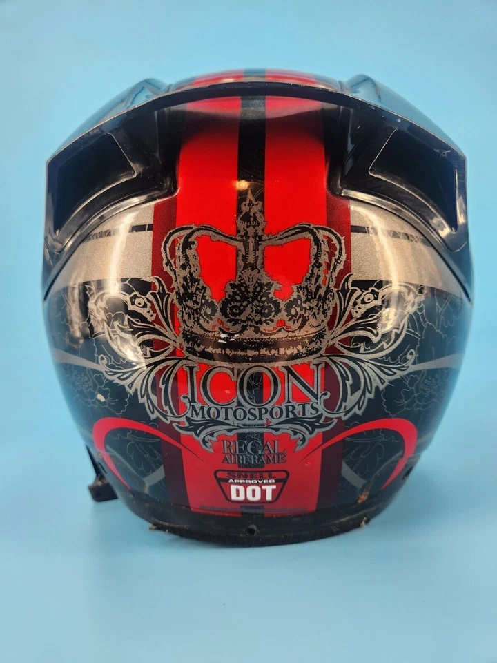 Icon Motorcycle Helmet Regal Airframe Red/Black/Silver Size Small - Image 4 of 4