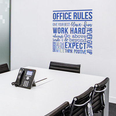 Vinyl Wall Art Decal - Office Rules Give Your Best Work Hard Never - 40'' x 36.5''