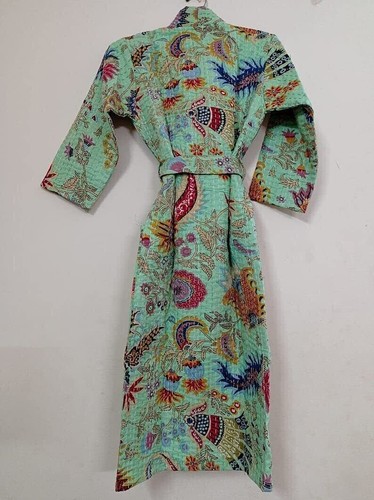 Giacca trapuntata Indiana Mukut Hippie Kantha Boho Frontale Abbigliamento Aperto Lunghezza - Foto 4 di 4