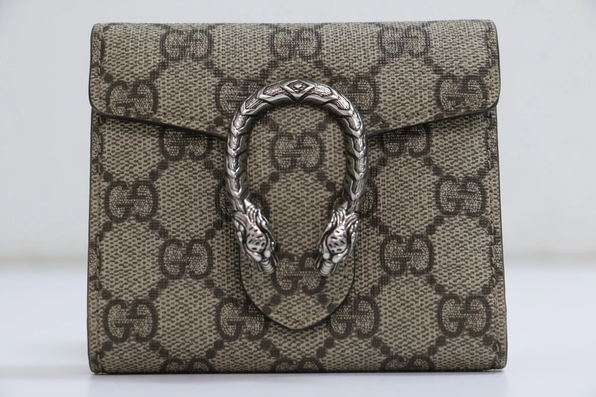 Gucci Beige/Ebony GG Supreme Canvas Dionysus Mini Card Holder On Chain  Wallet - Yoogi's Closet