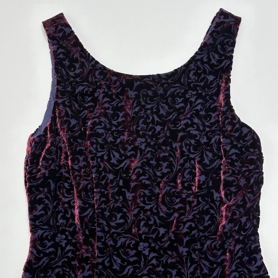 Mini Vestido Moda Intl Vintage Mezcla de Seda Rayón Terciopelo Floral Sin Mangas Vaina 2 Foto 4 de 4