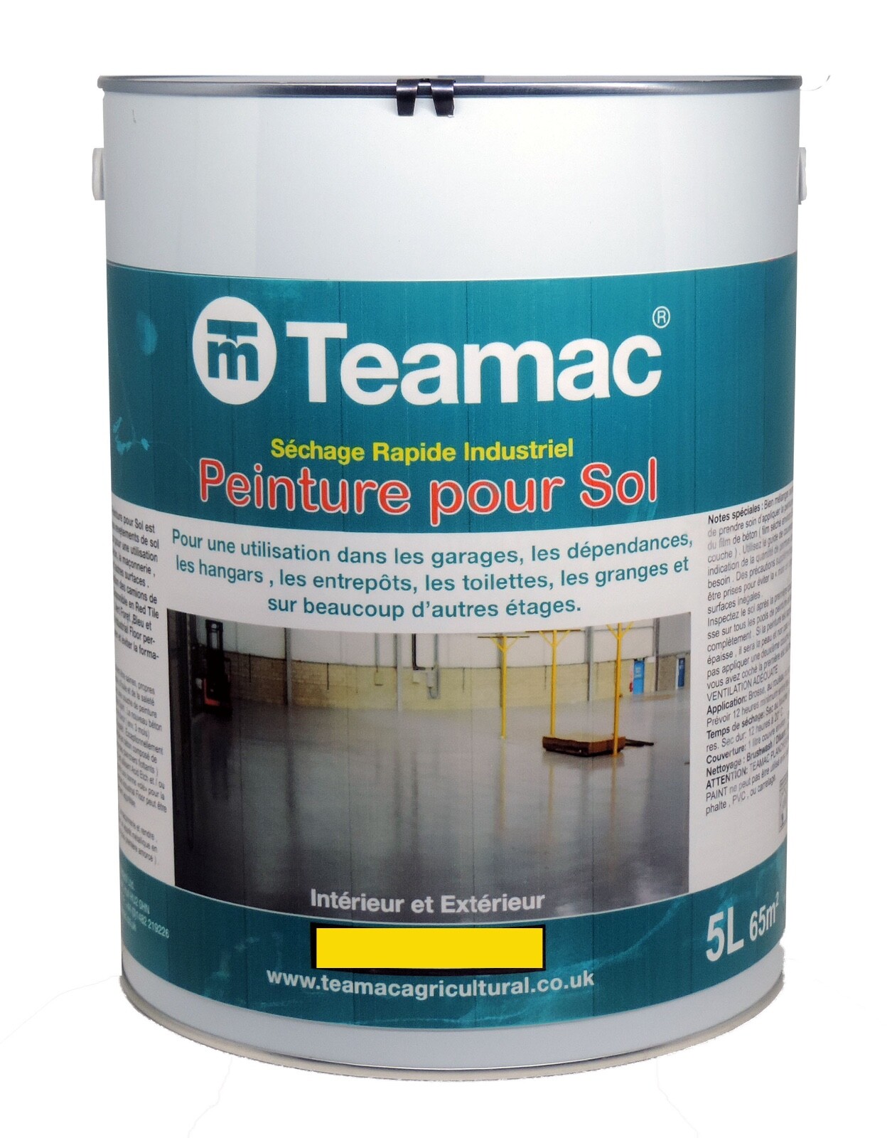 Peinture industrielle sol béton et bois jaune extérieur intérieur 5L