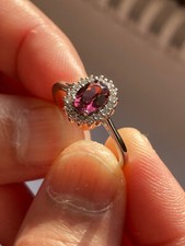 Bague Argent 925 + zircons / Rhodolite Grenat 0.70 cts