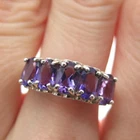 CNA PRANDA 925 Sterling Silver Vintage Real Oval-Cut Amethyst Ring Size 9.5