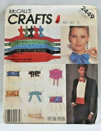 1986 McCalls Sewing Pattern 2449 Mens & Womens Belts & Ties 10 Styles Vintg 5727 - Imagen 1 de 8