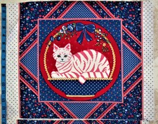VINTAGE COTTON FABRIC PANELS PILLOW QUILT BLOCK AMERICANA CAT KITTENS U PICK