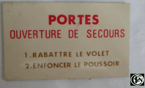 Ancienne plaque signalétique train « Ouverture porte » des Chemins de Fer - Afbeelding 1 van 3